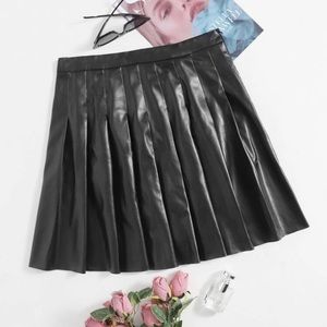 Pleated PU leather shirt 2X